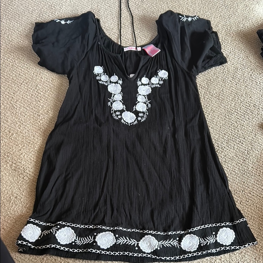 Black Tunic with White Embroidery